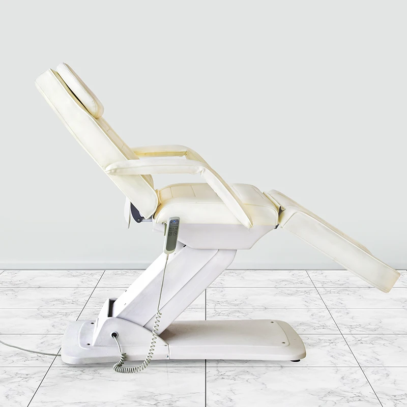 

China Hot Sale White Pvc Material Adjustable Motorized Tattoo Facial Spa Electric Beauty Bed 3 Motors