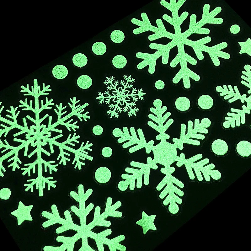 Christmas Luminous Snowflakes Window Stickers Glow in The Dark Snowflakes Clings Decal for Winter Xmas New Year Party Supplies