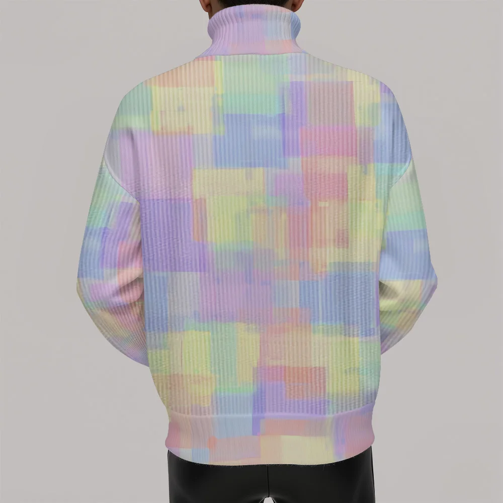 

Dreamy Soft Watercolor Cloud Gradient Print Turtleneck Sweater Cozy Ribbed Cuff Comfort Fit Pullover Top for Fall Winter Fashion