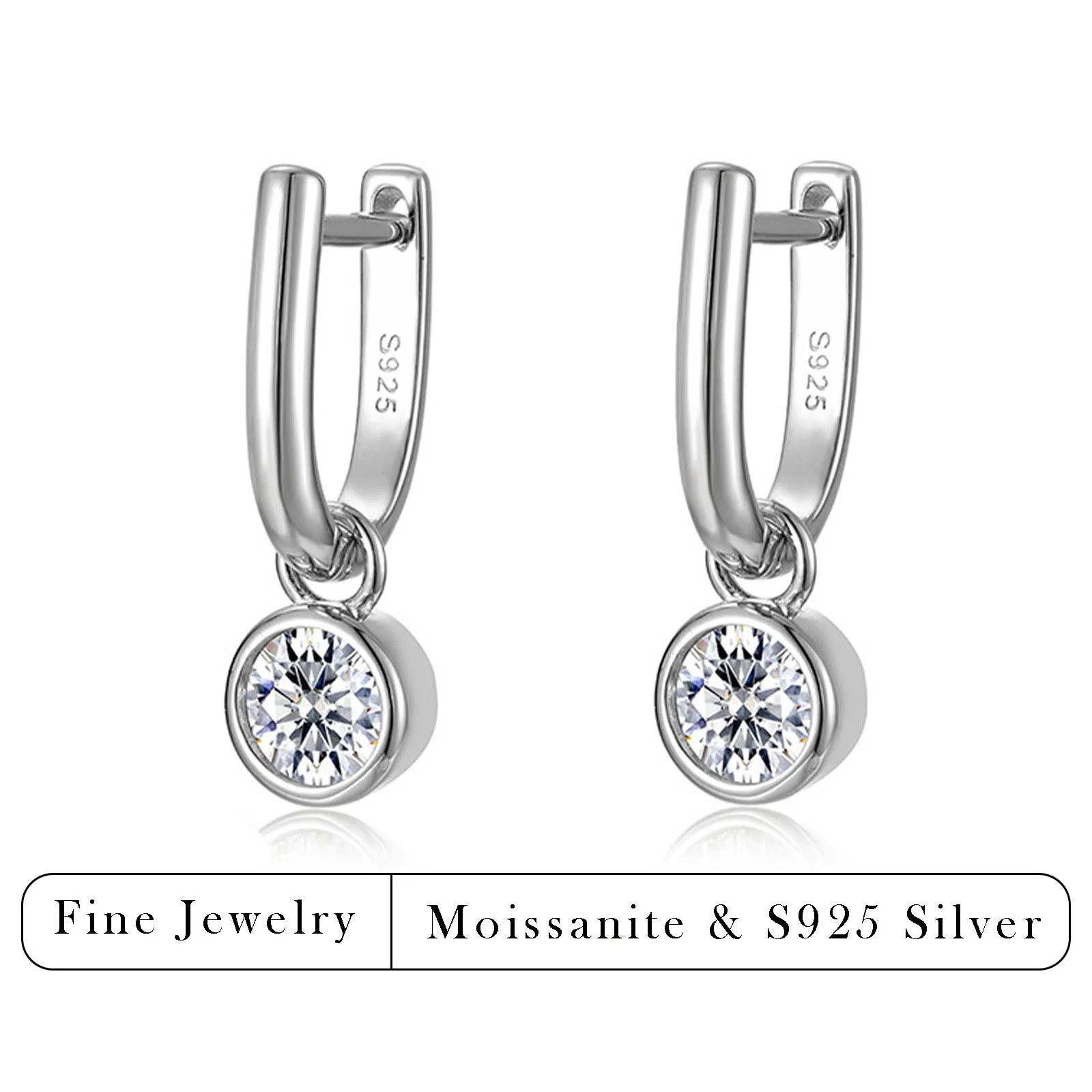 

Минималистичные серьги-подвески 1ctw для женщин, серебро S925, круглые серьги с муассанитом, для повседневной носки, изысканные ювелирные изделия, подарок