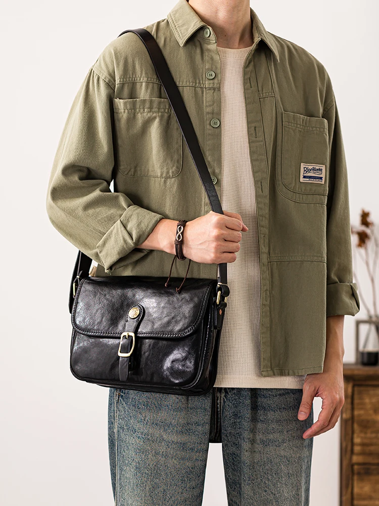 

PNDME fashion vintage luxury vegetable tanned cowhide men's messenger bag outdoor daily work genuine leather shoulder bag