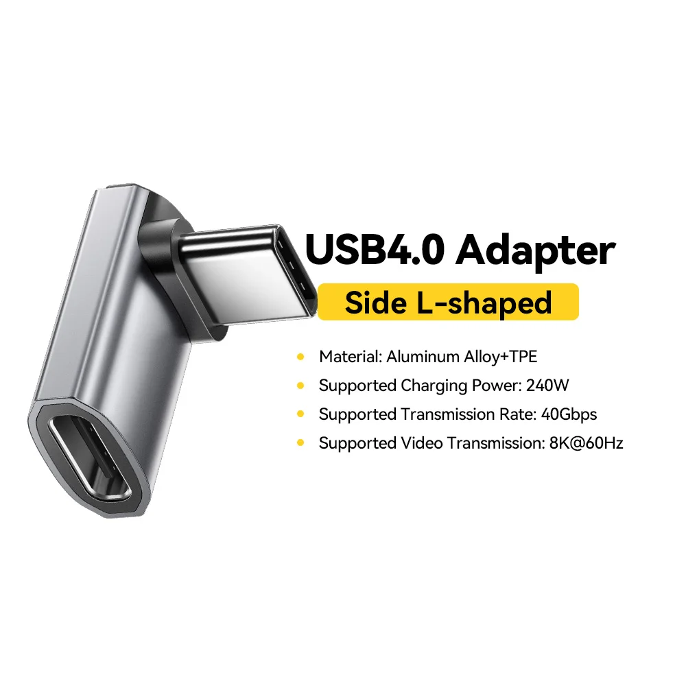 Essager USB4.0 40 Gbit/s OTG-Konverter 240 W Stromversorgung rechtwinkliger USB-C-Datenübertragungsadapter für Telefon MacBook Tablet 8K60 Hz