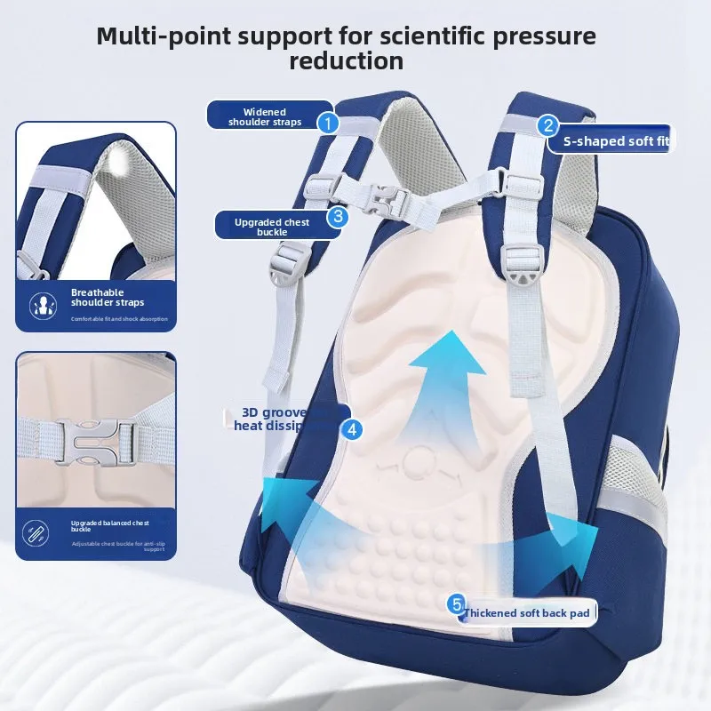 Lightweight Large Capacity Back School Bag for Boys And Girls Primary One Students Spine Protection Backpack Easy to Carry