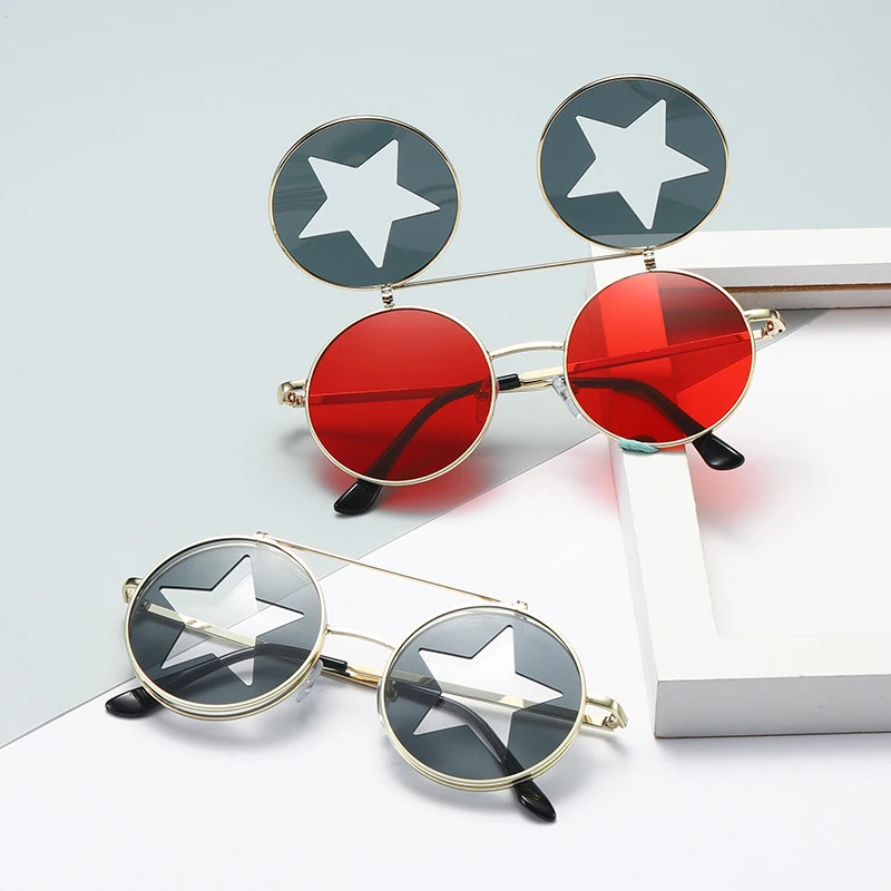 Neue Weihnachts-Party-Punk-Sonnenbrille mit Klappstern für Damen, trendige und ausgefallene Sonnenbrille mit Meeresmotiv für Herren