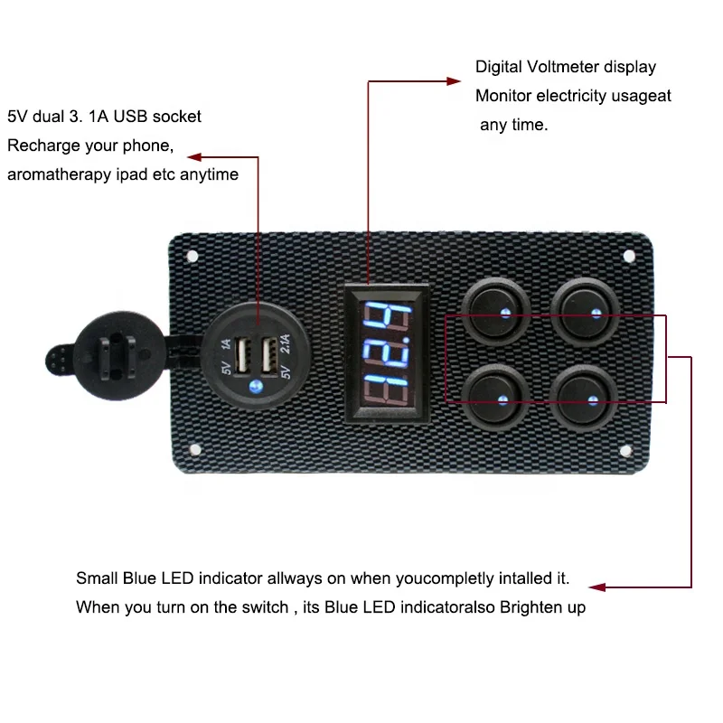Waterdichte Boot Schakelaars Voltmeter Socket Dual Usb Socket Panel Mount Usb Socket