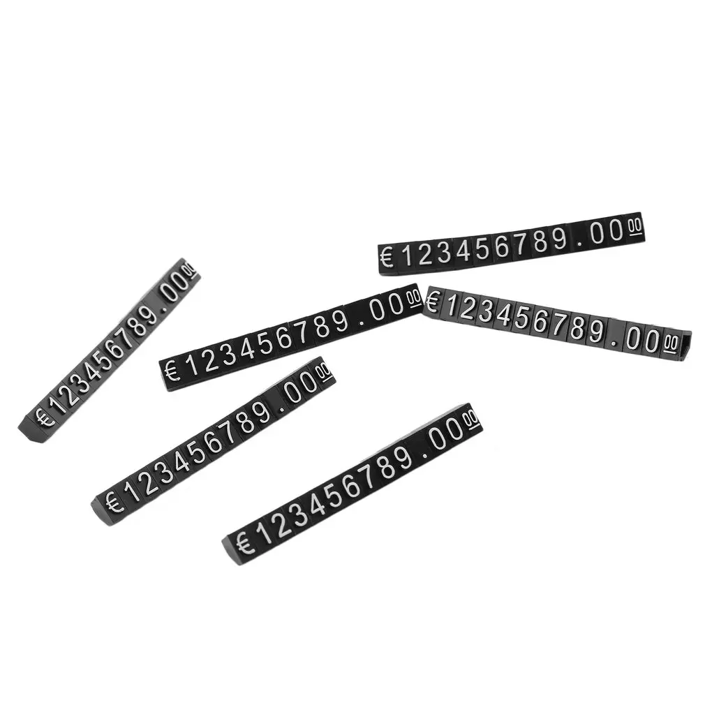 420 PCS ราคาก้อนสีขาวบนสีดำเครื่องประดับนาฬิกา Euro Sign Mini ปรับราคาป้ายสำหรับร้านค้าปลีก