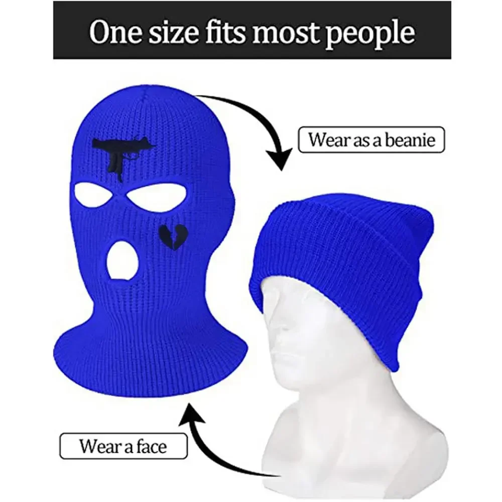 3Holes Balaclava Mask Hat Winter Warm Windproof Knit Beanies Bonnet Unisex Caps Men Women Halloween Party Gifts Ski  Accesorios