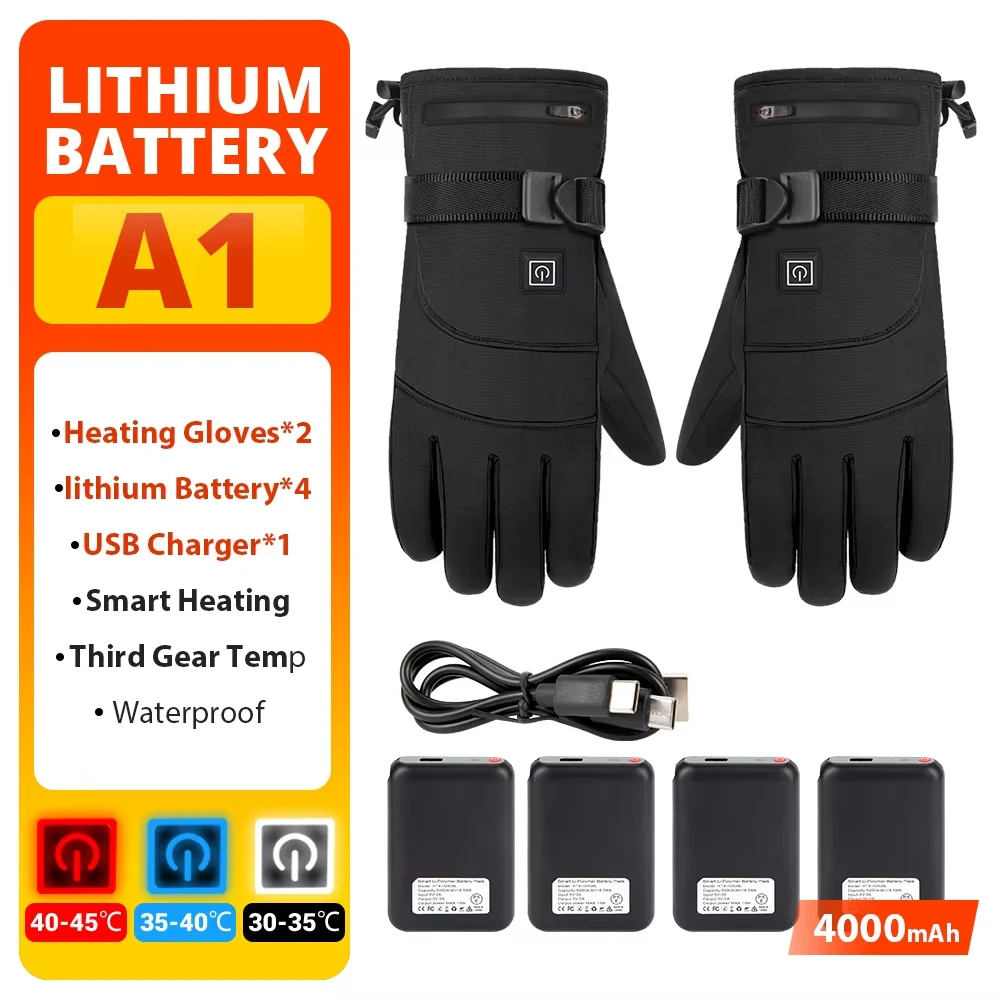Heating Motorcycle Gloves Waterproof Motocross Guantes Glove Waterproof Touch Screen Rechargeable Heating Thermal Moto Guantes