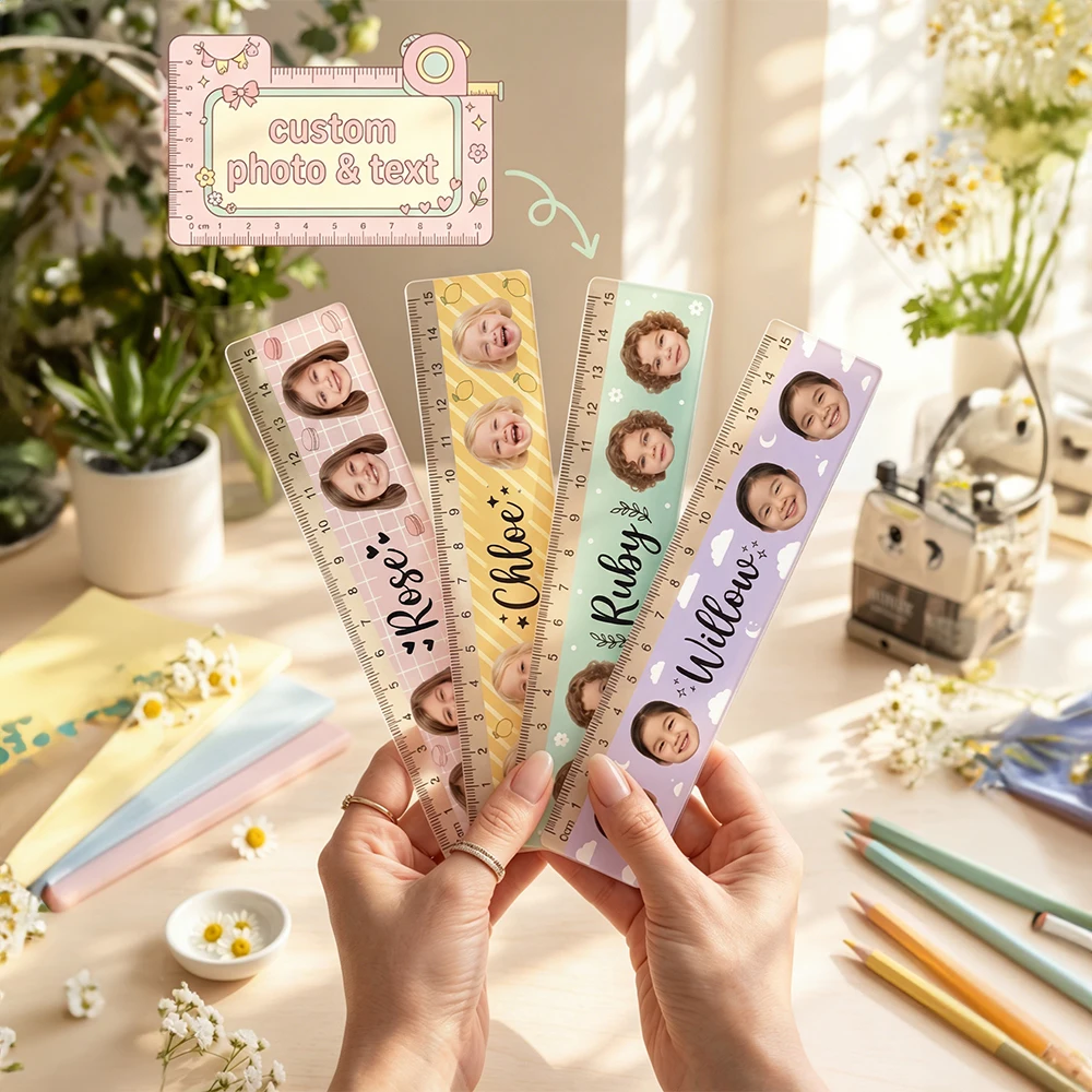 Personalized Custom Photo Text Ruler,Acrylic Straight Ruler,Measuring Stationery,Birthday Gift,Holiday,Back‑to‑School,Daily Use