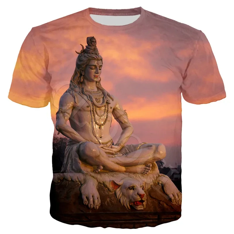 Hindu God Shiva T-shirt Women's Men's 3D Printing Shiva T-shirt Top Short Sleeve Casual Streetwear Pullover Direct Sales