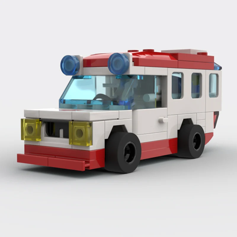 City Car Model MOC Building Bricks Emergency Medical Service Vehicle Modular Technology Children Holiday Gifts Assemble Toy Suit