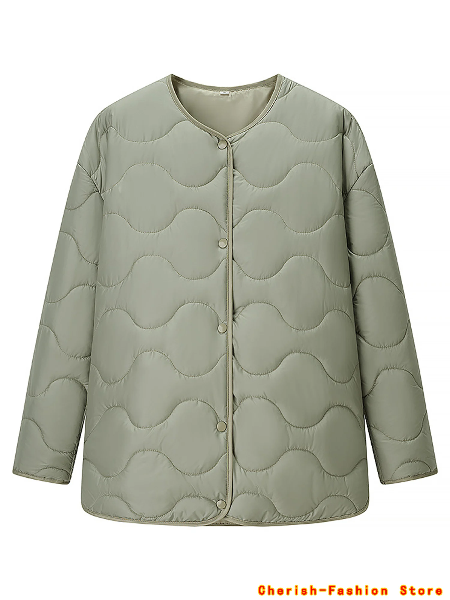 

Army Green Quilted Jacket Women Padded Demi-season Jackets for Women Long Sleeve Winter Coat Female Outerwears Women's Jacket