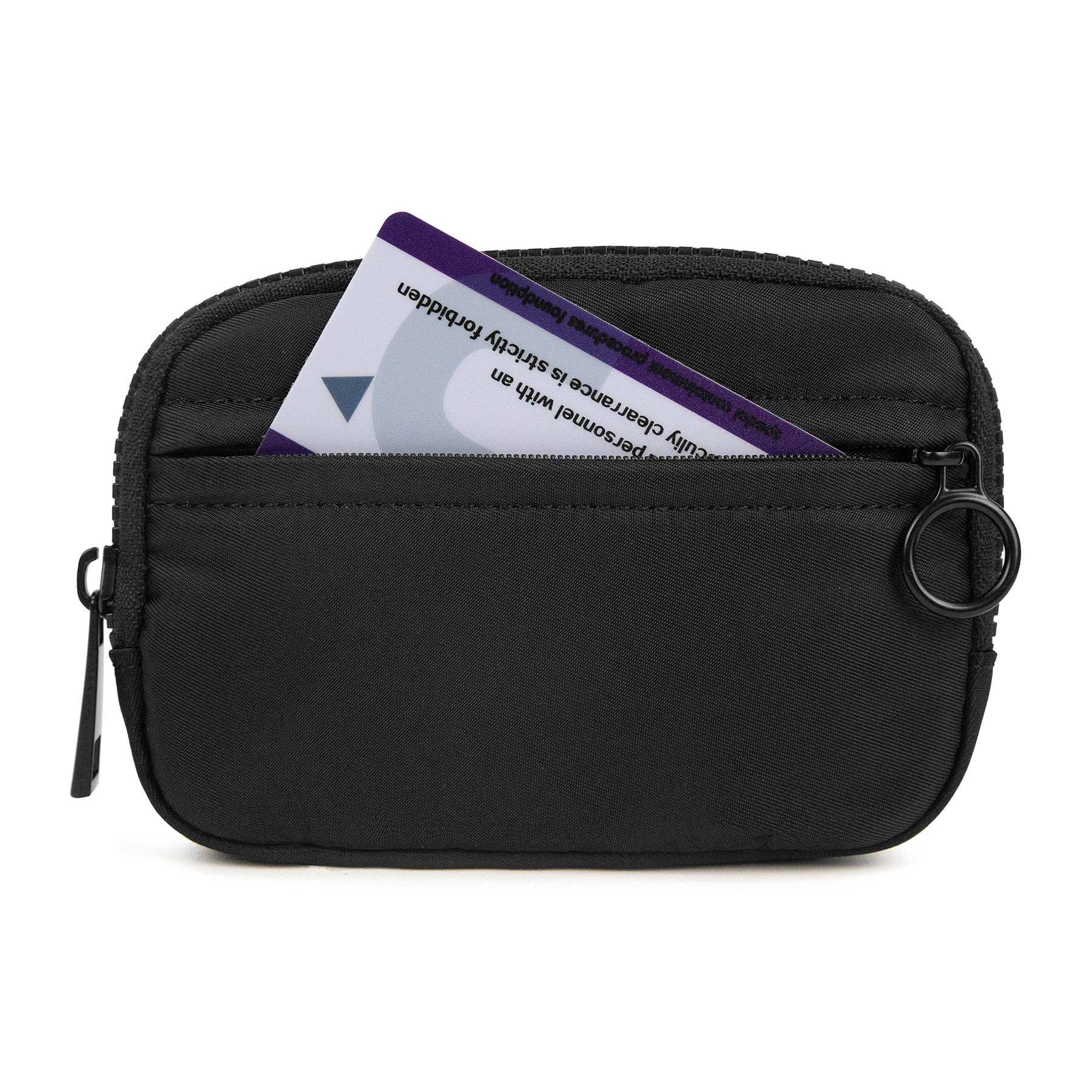 Cartera con llavero para mujer, cartera con cremallera Iris, cartera para tarjetas de nailon resistente al agua, funda para tarjetas con cremallera y ventana de identificación transparente