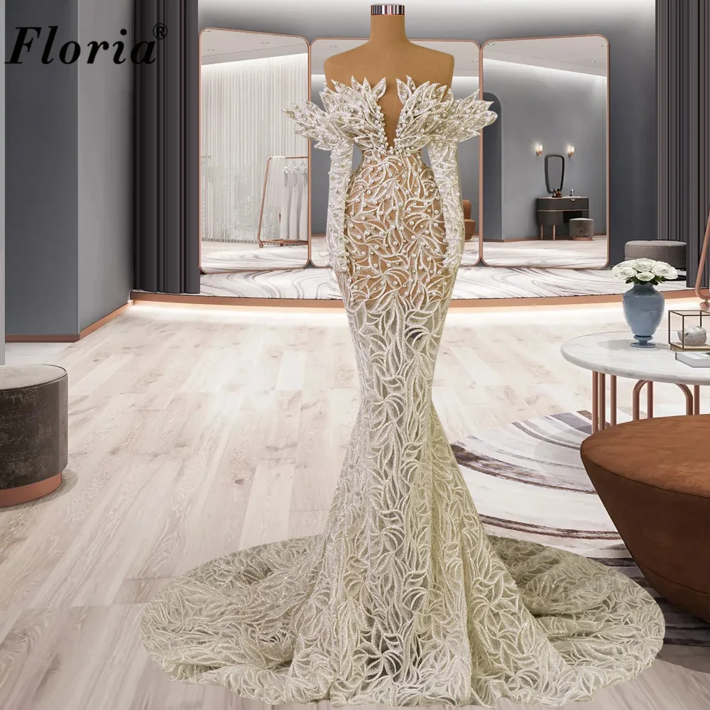 Newest Special Evening Dresses For Women 2024 Off Shoulder Celebrity Dresses Robes De Soirée Formal Occasion Dresses With Sleeve