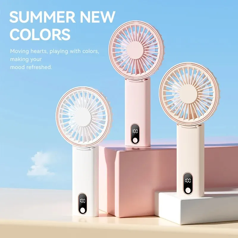 New Neck Digital Display Handheld Student Outdoor Portable USB Charging Fan Desktop Aromatreatment Small Fan