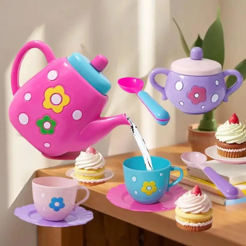 

[JN] 1 Set Teapot Teacup Food Pretend Play Toy Kids Simulation Tea Kit Kitchen Afternoon Tea Toys For Boy Girl Birthday Gift