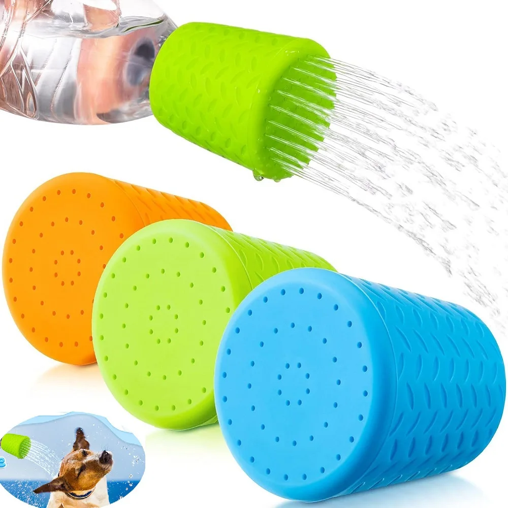 Cabeça de chuveiro portátil para animais de estimação - Pulverizador de banho de silicone ajustável para cães e gatos, fluxo de água suave para animais de estimação externos e internos