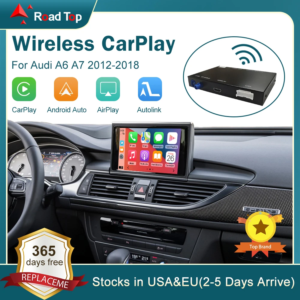 Wireless Apple CarPlay Android Auto Interface for Audi A6 A7 2012-2018, with Mirror Link AirPlay Car Play Functions