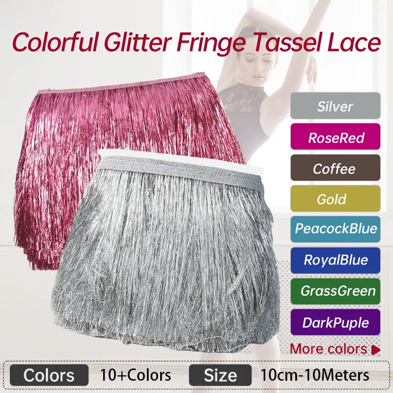 

2/5/10M 10cm Gold Metallic Thread Tassel Trim Clothes Dress Fringes Tassels Lace Trimming Curtain Decoration DIY Accessories