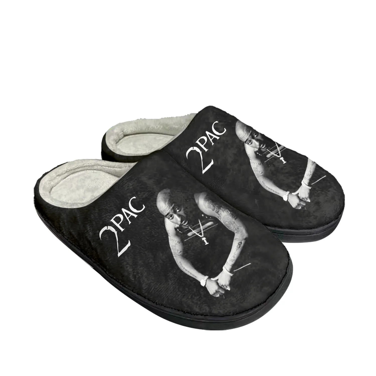 2Pac Hip Hop Rapper Tupac Home Cotton Custom Slippers Mens Womens Sandals Plush Bedroom Keep Warm Shoe Thermal Slipper Black