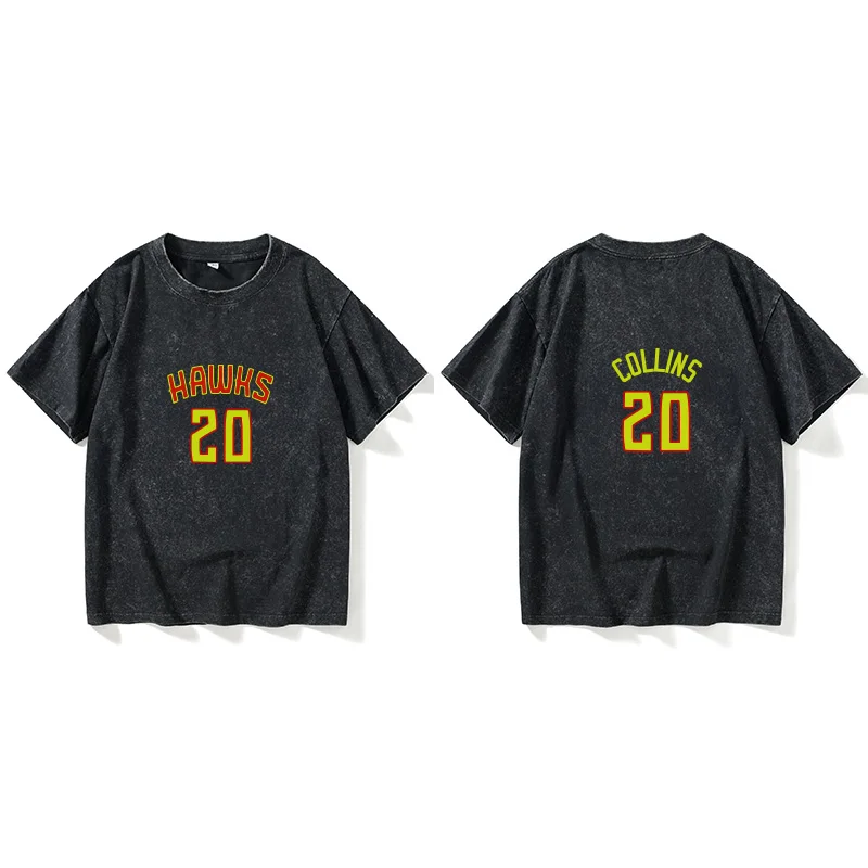Camiseta Atl Hawks Trae Young Collins Baskeall ort Sve T-irt Original ex round Ne Loose Fit Summer Cotton Sweatirt