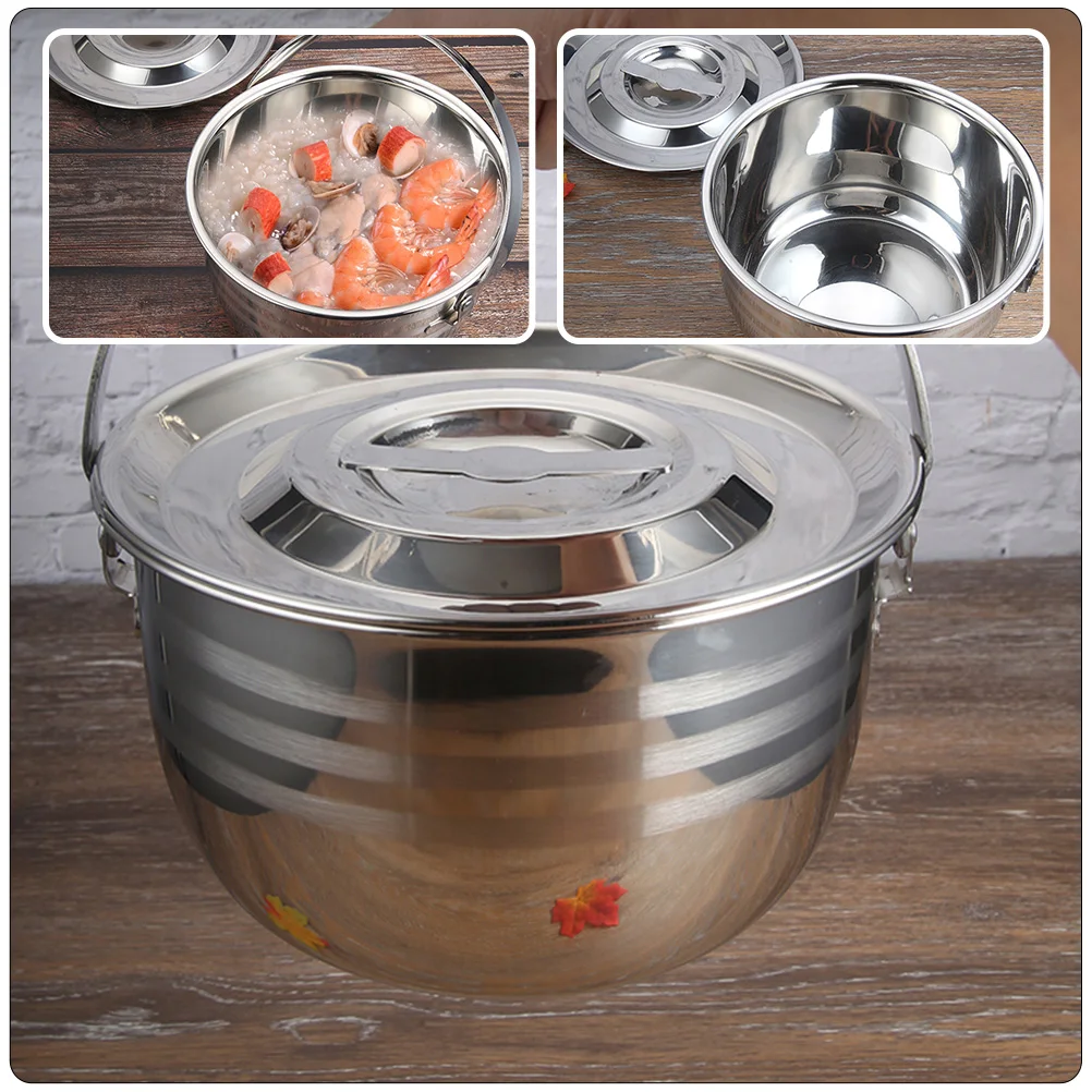 

Portable Camping Pot Stainless Steel Saucepan Strainer Insert Frying Pan Lightweight Outdoor Cooking Stew Meat Chicken