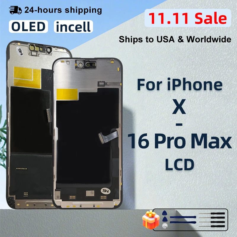 AAA + Display OLED Per iPhone XS 11 Pro LCD 3D Touch Screen Digitizer Per iPhone 12 Pro Max Schermo 13 Mini 14 Plus 16 Pro Max LCD