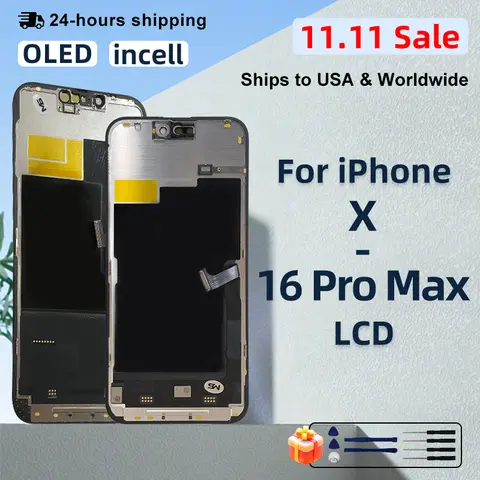 AAA+ OLED Display For iPhone XS 11 Pro LCD 3D Touch Screen Digitizer For iPhone 12 Pro Max Screen 13 Mini 14 Plus 16 Pro Max LCD