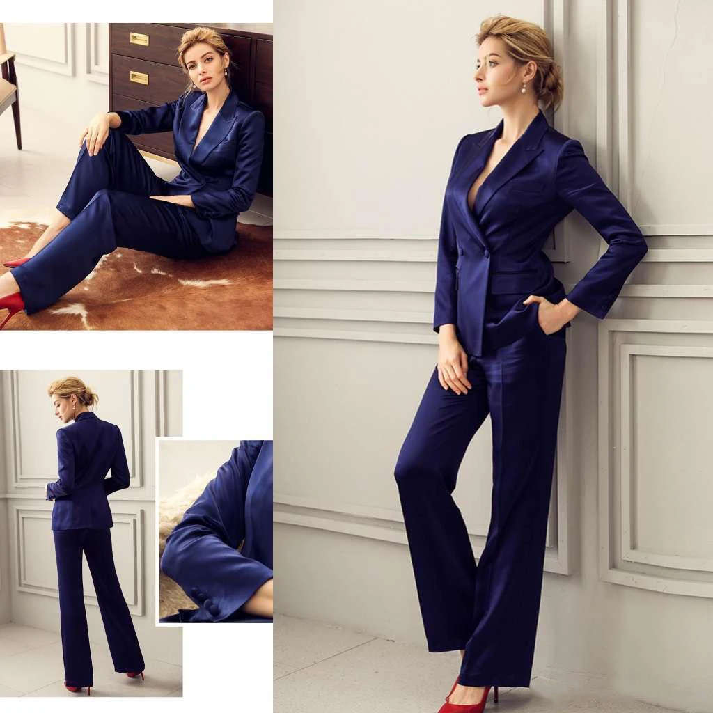 

Navy Bridal Women's Business Casual Two Piece Wedding Comfortable Fit Dress Tuxedos Blazer (Jacket+Pants)