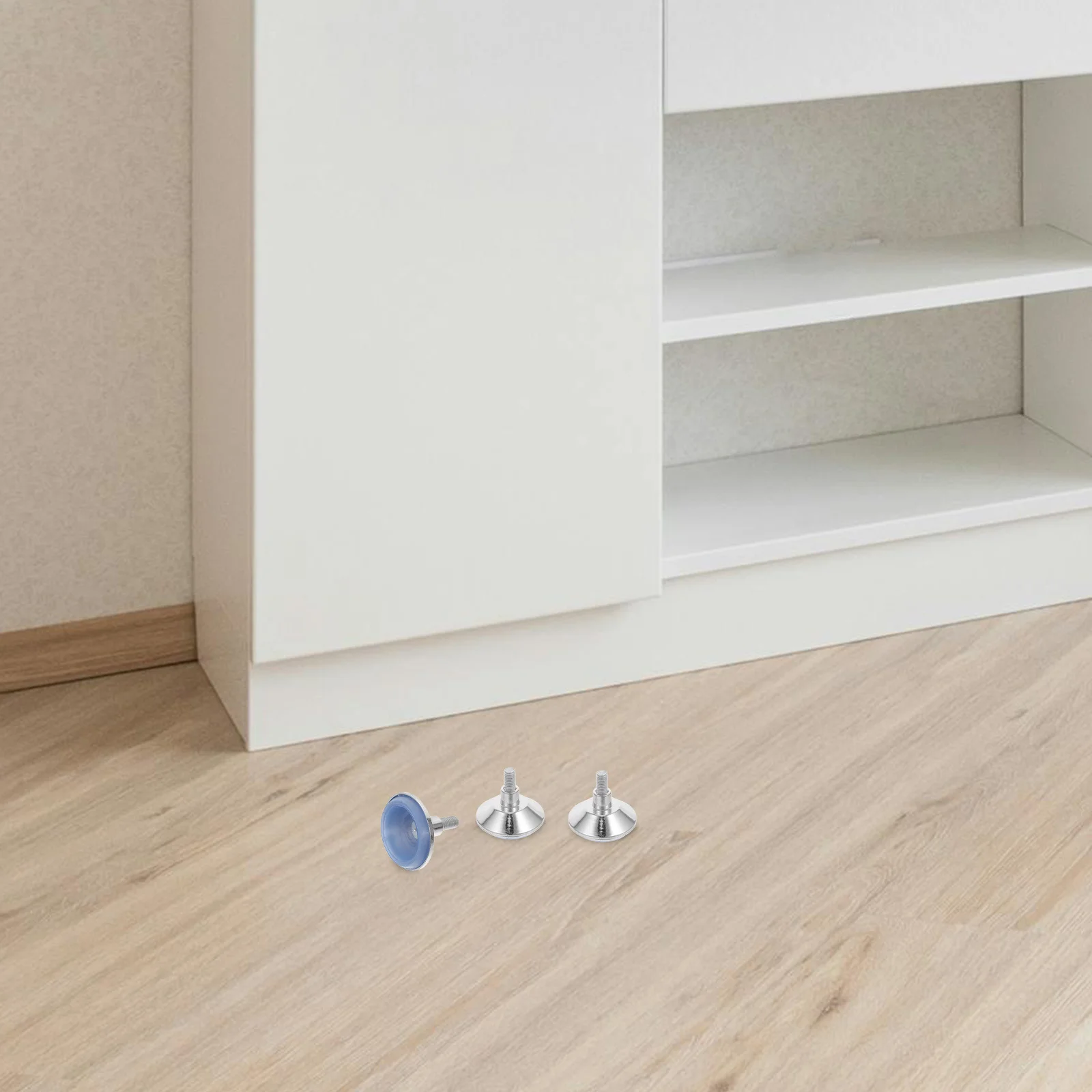 4Pcs Adjustable Screw-on Chrome Furniture Feet Cabinet Leg Levelers Table Chair Foot Pads Metal Anti Slip Furniture Stabilizers
