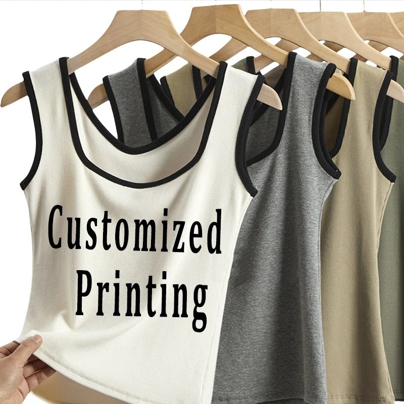 Custom Printing Summer Slim Sports Vest Sexy Women Tank Top U-Neck Crop Tops Summer Women Tops