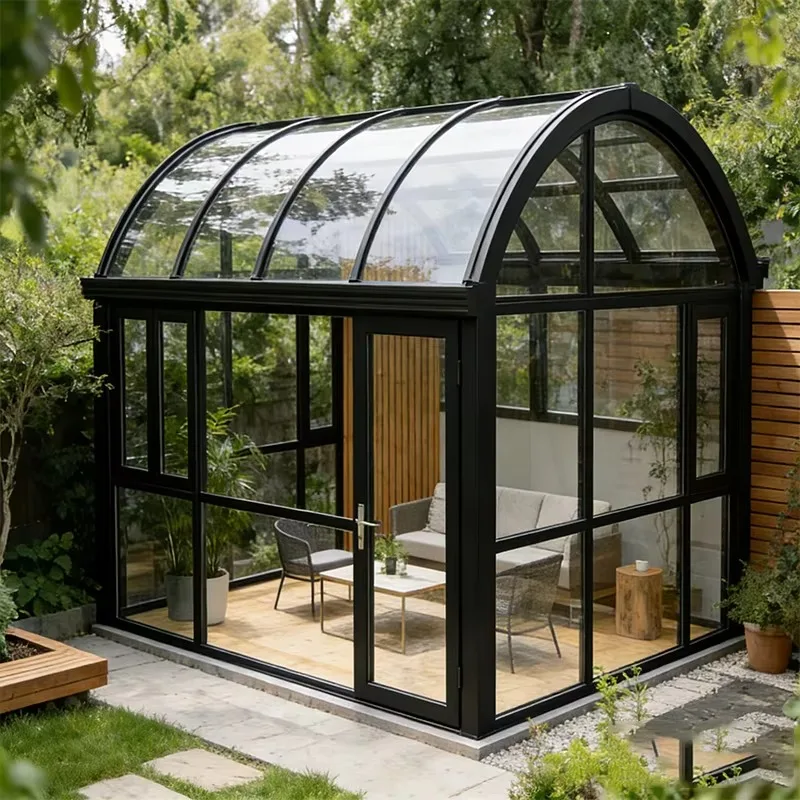 Fully Glazed Weatherproof Sunroom Prefabricated Modular Design For Backyard Patio Extension All-season For Wind/Water Protection
