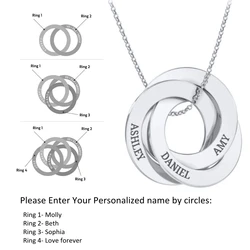 Custom Circle Initial Family Name Personalized Engraved Necklace Linked Circle Stainless Steel Pendant Mothers Gifts for Mom