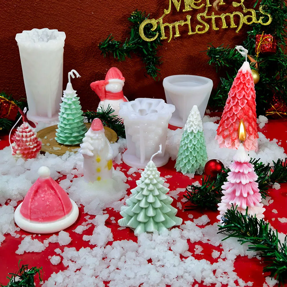 1 Pc 3D Christmas Tree Candle Mold Silicone Epoxy Resin Candle Molds DIY Aromatherapy Candles Reusable Handmade Making Tool