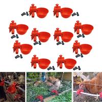 10Pcs Feed Automatic Poultry Water Drinking Cups Bird Chicken Fowl Drinker, Red