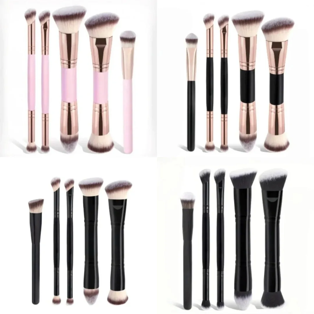 Nouveau 5 pièces double extrémité fond de teint Blush brosse poils souples professionnel cosmétique poudre libre brosse correcteur Blush outils de maquillage