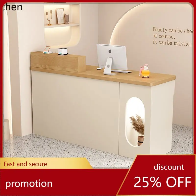 YFY Cashier Counter Glass Centerpiece Flowing Water Table Women's Decorations Front Desk Display Table Storage Cabinet
