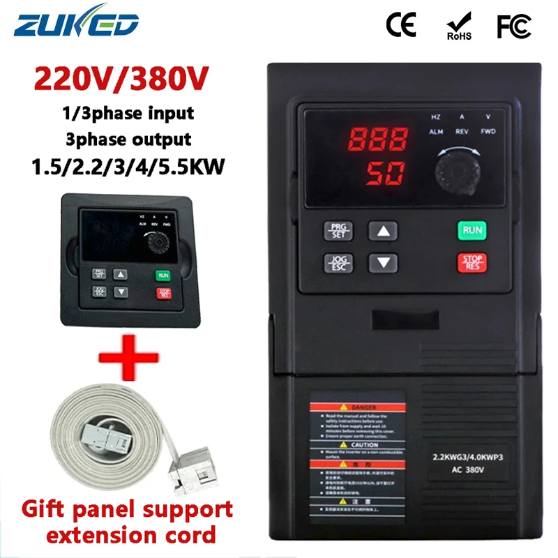 

220V/380V1.5KW 2.2KW 4KW 5KW Single Phaseand 3 Phase Frequency Converter / Adjustable Speed Drive / Frequency Inverter / VFD