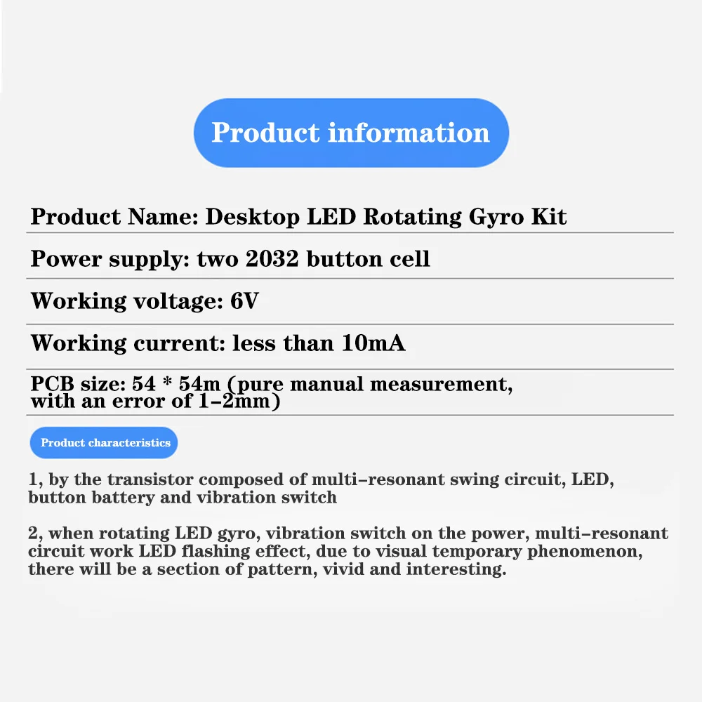 DIY-Elektronik-Kit LED-Rotierendes Gyroskop DIY-Kit Lötprojekt Lötübungs-Kit für Anfänger – Detail 14