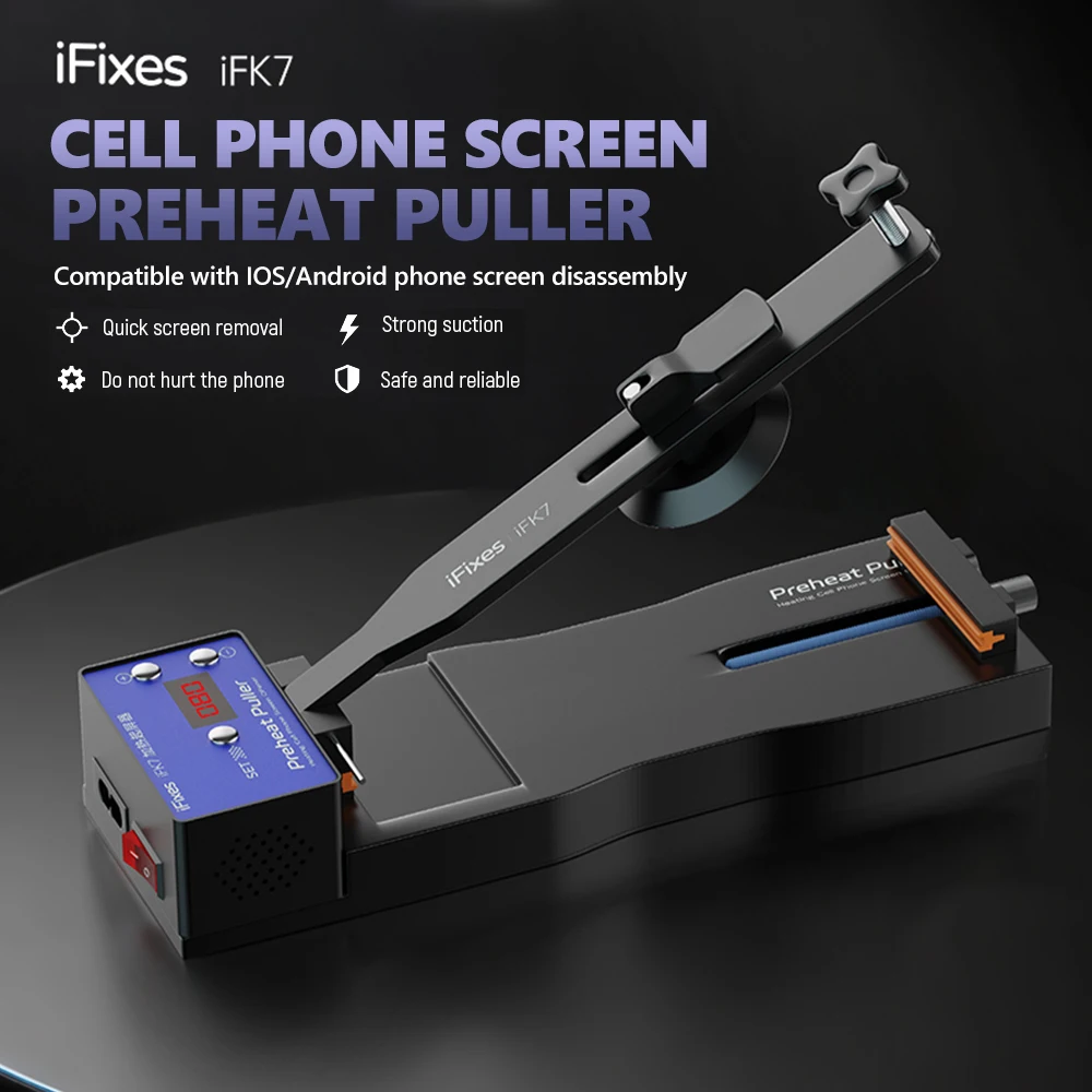 ifixes-ifk7-extracteur-de-prechauffage-d'ecran-de-telephone-portable-10-145-°-outil-de-reparation-d'ecran-pour-telephone-ios-android-chauffage-et-demontage-de-l'ecran
