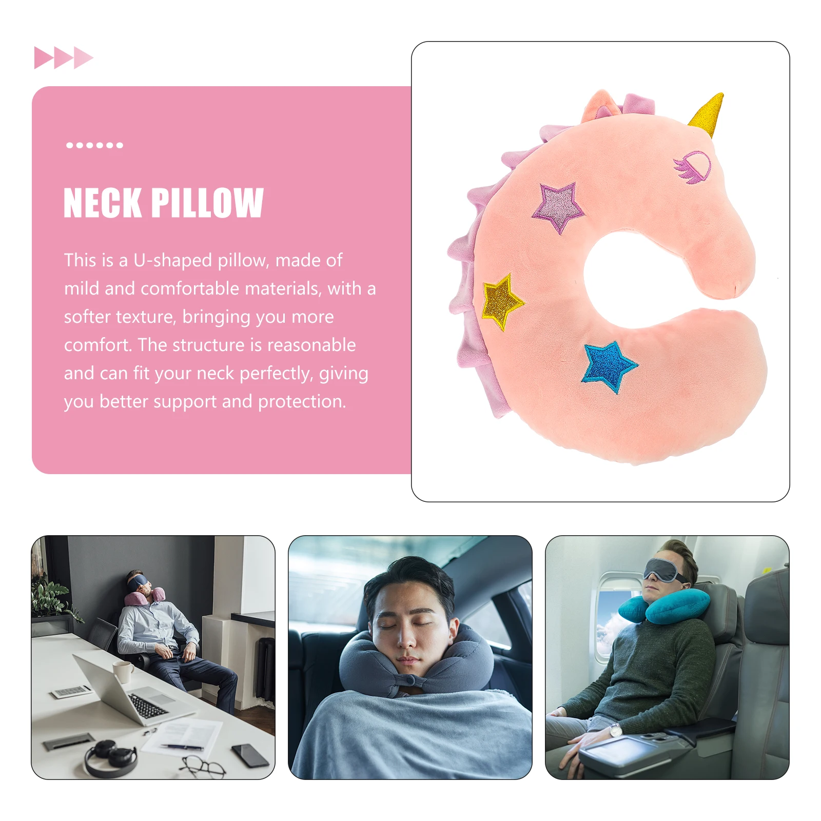 

Cartoon Unicorn Neck Pillow U-shaped Travel Sleeping Chair Pillows Comfortable PP Cotton Soft Baby Bedding Accessories
