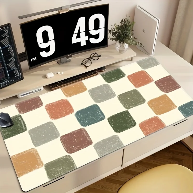 

Colorful Checkered Mouse Pad Large Rubber Base Anti-slip PC Desk Accessories Mousepad for Office & Gamer Keyboard Mats Decor Mat