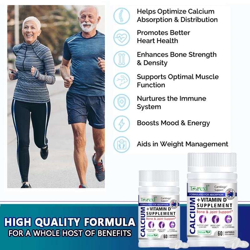 Height Growth Pills Calcium Supplement Vitamin D3 Vegetarian Softgels Help Grow Taller, Support Immune & Bone Health Healing