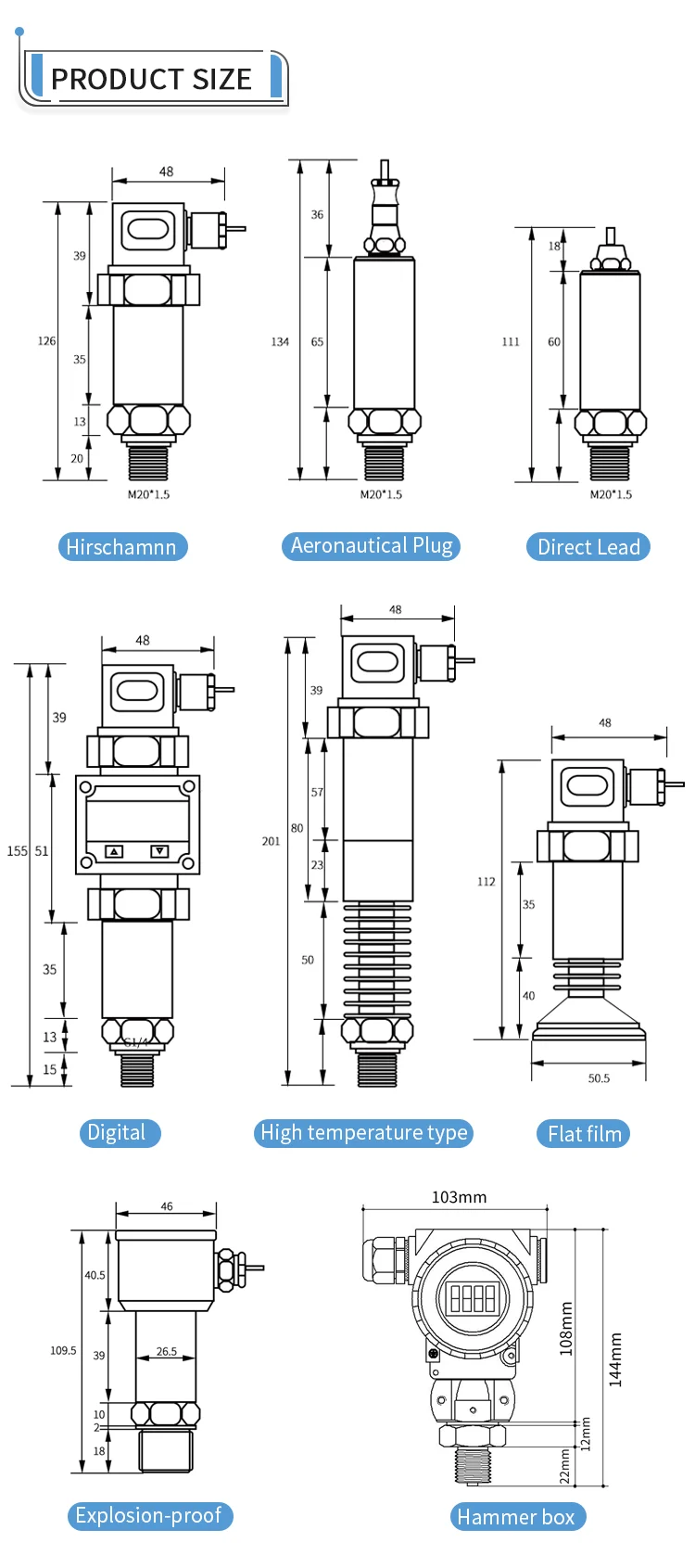 Digitaler Drucktransmitter RS485 0-10V 4-20mA Digitaler Drucksensor 0-4bar 0-100bar M20*1.5 Druckmessumformer – Detail 4