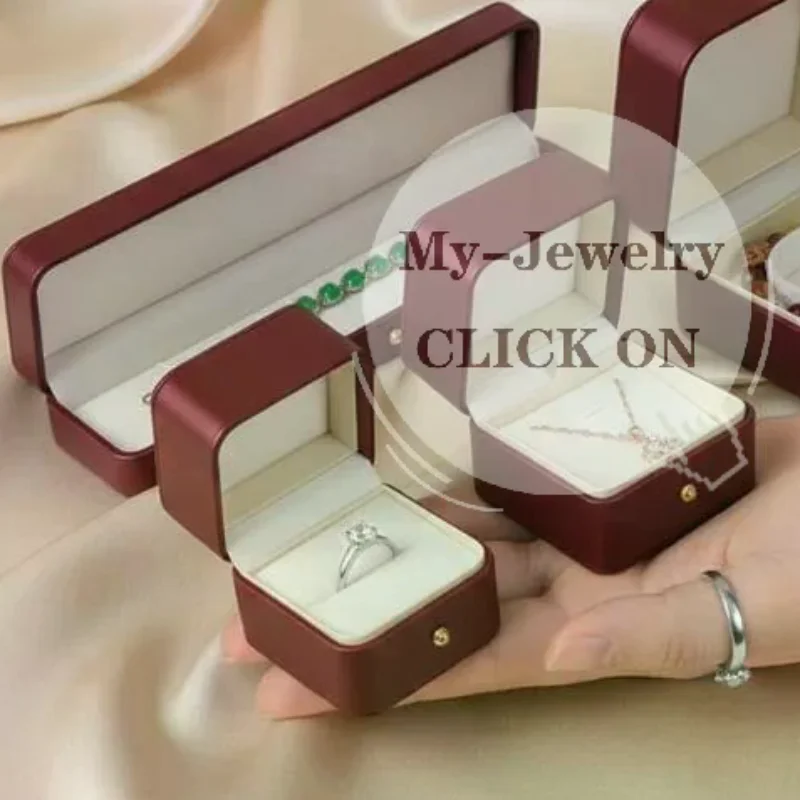 PU Leather Small Jewelry Storage Box Soft Velvet Lining Golden Closure Portable Holder for Necklace Ring Earring Proposal Gift