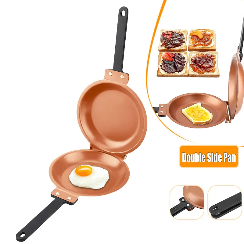 Double Side Pancake Pan Non-stick Ceramic Coating Flip Frying Pan Fried Egg Pancake Maker Grill Pan Household Kitchen Cookware