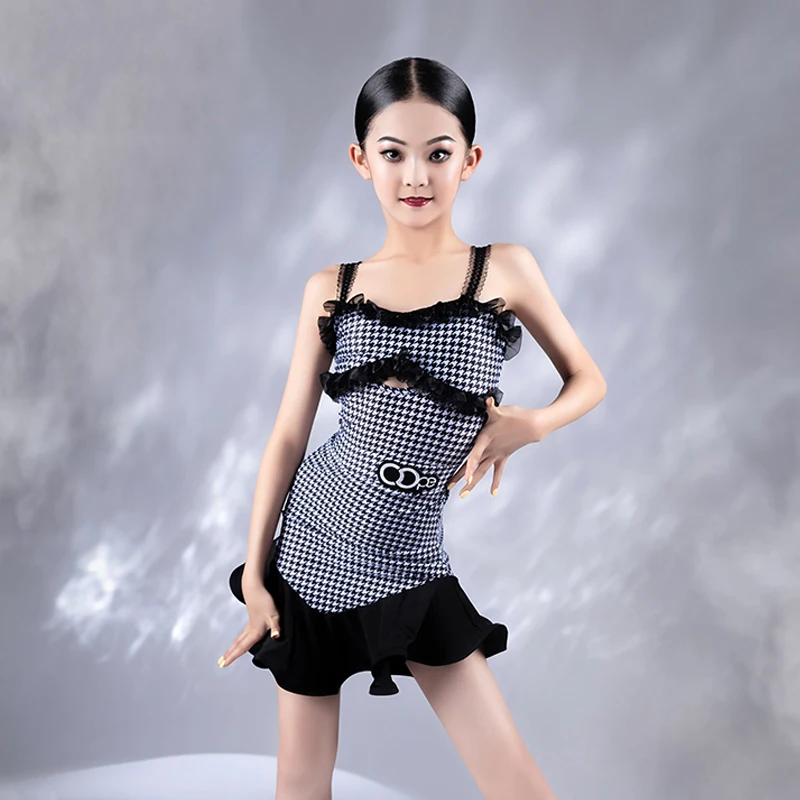 

Latin Dance Dress For Girls ChaCha Practice Dancewear Samba Performance Stage Costume Bodysuit Skirt Rumba Dancer Outfit YS4787