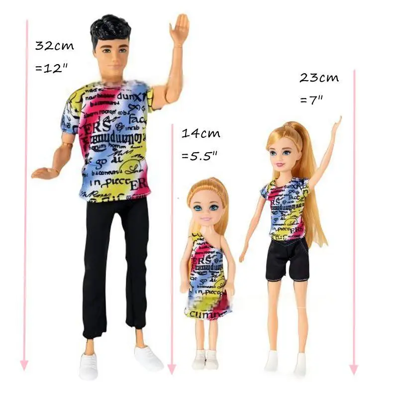 3 คนชุดครอบครัวพ่อพ่อพี่ชายน้องสาว 5.5 นิ้วชาย 7 นิ้ว 12 นิ้วตุ๊กตาเกมหวานของเล่นเด็กของขวัญวันเกิดสําหรับเด็ก