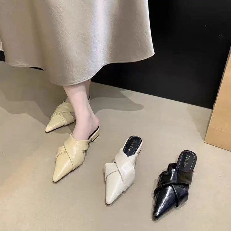 

Элегантные женские туфли-мюли на высоком каблуке с острым носком, босоножки на каблуке для женщин, дизайнерские туфли для вечеринок 2025 Zaoatos