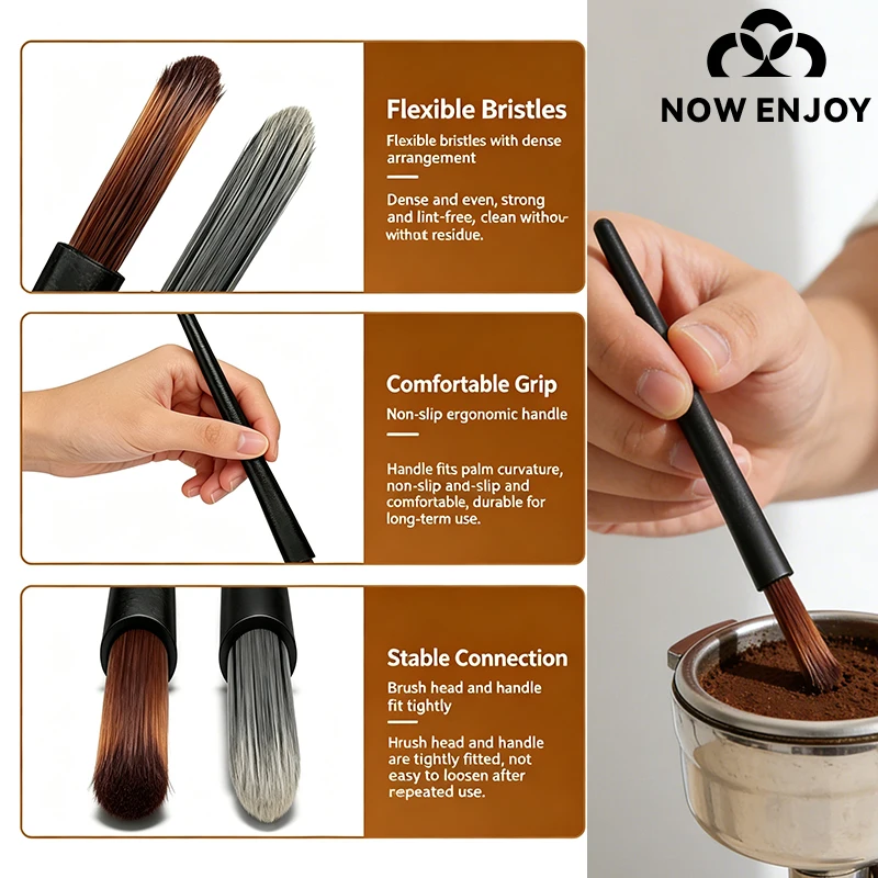 2026 Hard Bristle Coffee Powder Cleaning Brush Plastic Anti-skid Handle Durable Coffee Grinder Brush Coffee Machine Brush Cafe - view 4